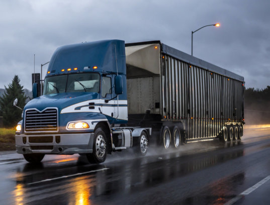 truck speeding on a highway